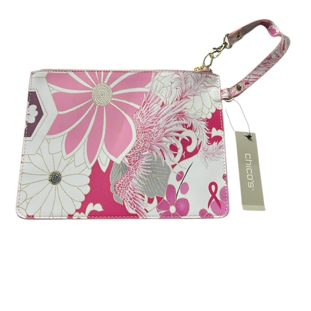 Chico's Pink Floral Zip Pouch
